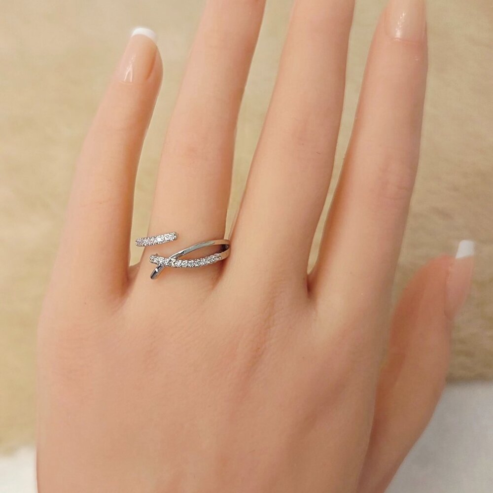 14K Gold-Filled Silver Ring with Cubic Zirconia – Adjustable Band